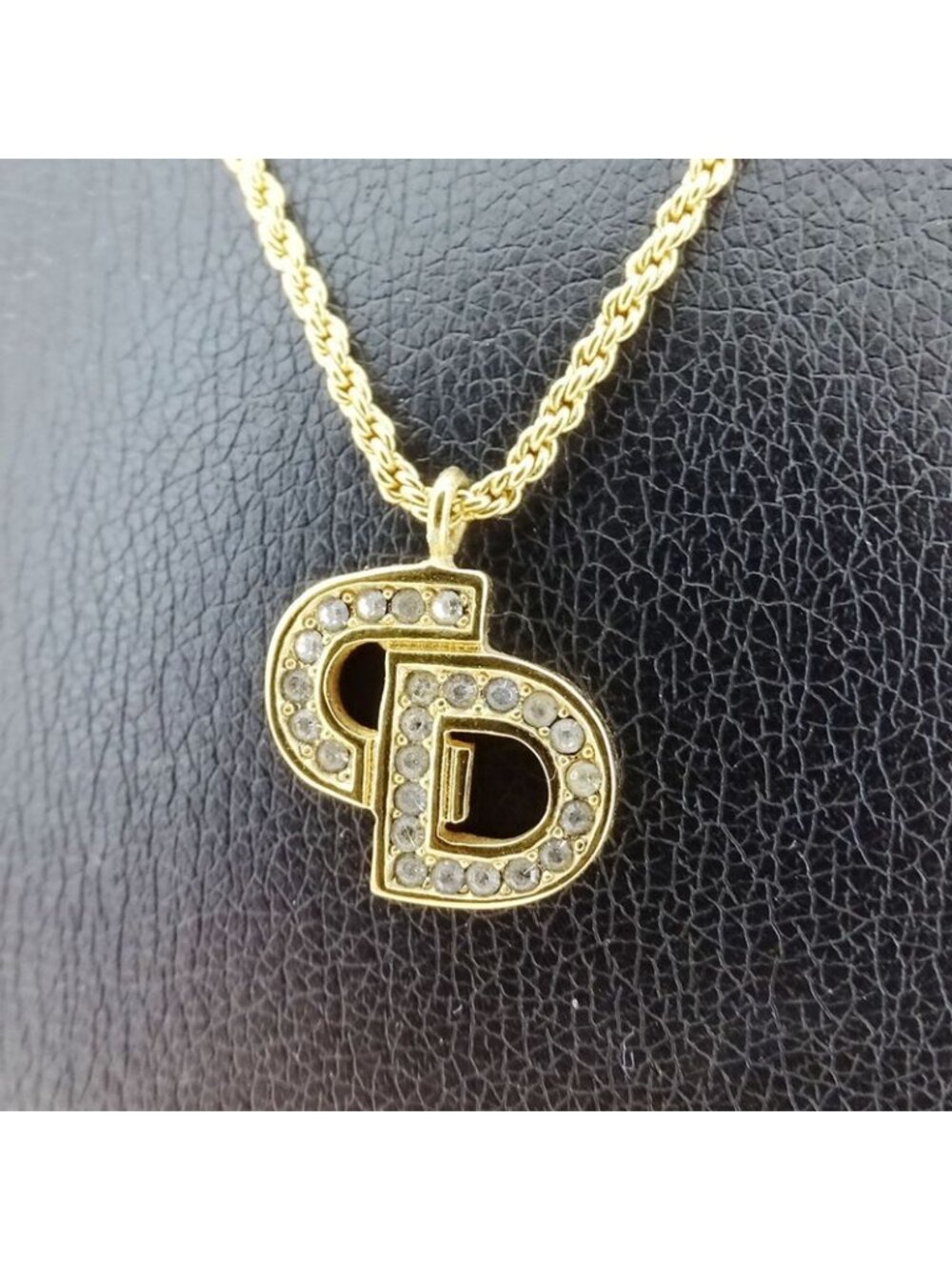 Dior Necklace Rhinestone Logo Gold - Picture 6 of 7